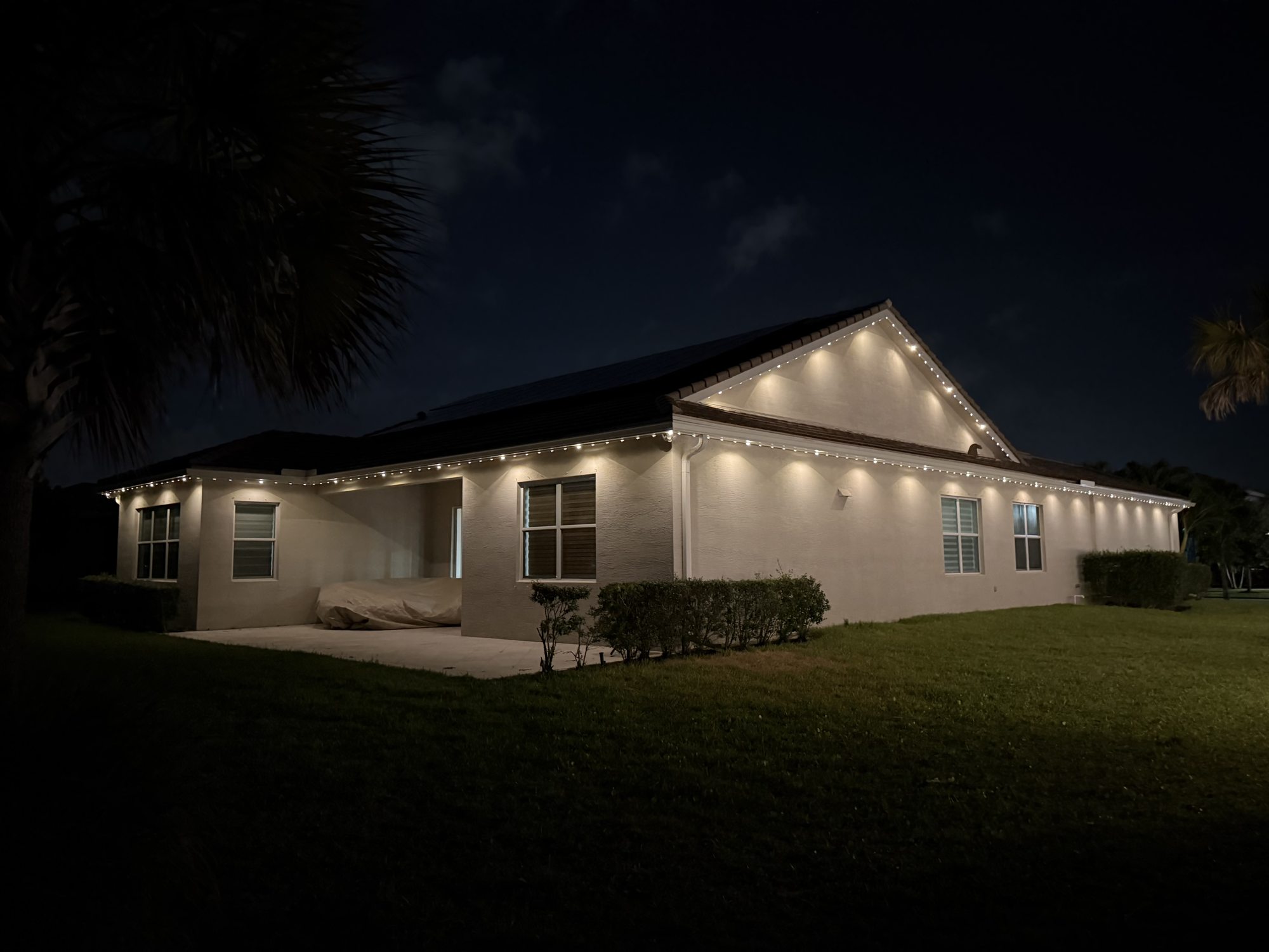 Home with permanent lighting in full multicolor